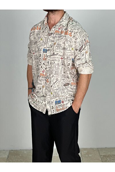 COCOPELLI Πουκάμισο από λινό με μουσικό σχέδιο