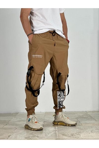 COCOPELLI Καλοκαιρινό μπεζ ύφασμα αλεξίπτωτου Jogger Premium ποιότητας