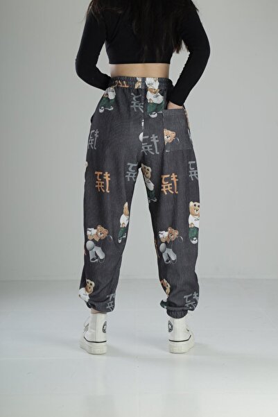 COCOPELLI Teddy Bear Patterned Relaxed Cut Twist Jogger Pants