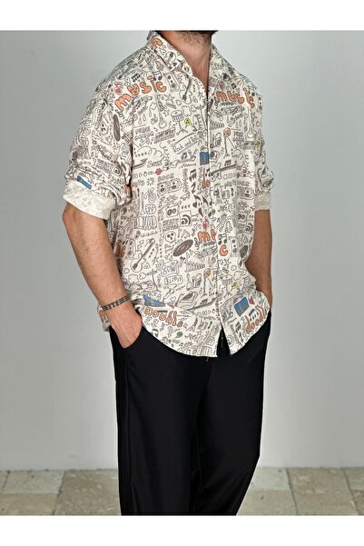 COCOPELLI Πουκάμισο από λινό με μουσικό σχέδιο