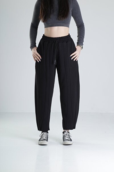 COCOPELLI Sa likrom Crne dizajnerske pantalone