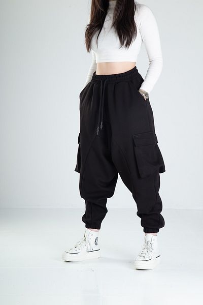 COCOPELLI Black Shalwar Trousers with Cargo Pockets