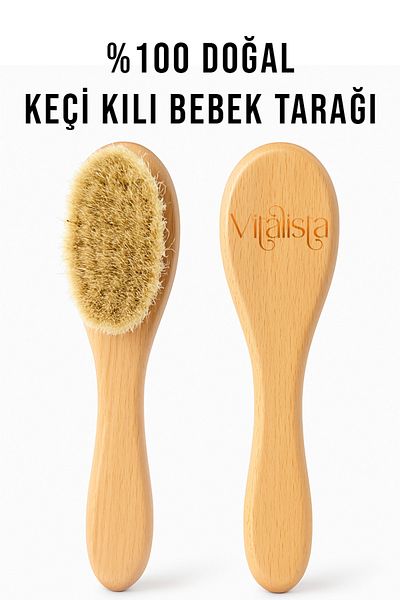 Vitalista 100% Natural Goat Hair Baby Comb Baby Hair Brush
