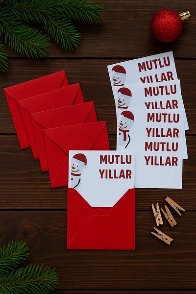 Emtory Home 15Pcs Red Happy Birthday Card - with Envelope Snowman, New Year's Gift - 9X7 Gift Packaging