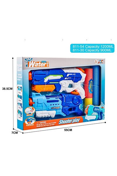 Flippy Set 2x Flippy Water Blasters for Kids, Tank, Pool/Beach, 6+, Blue, 1200ML + 900ML