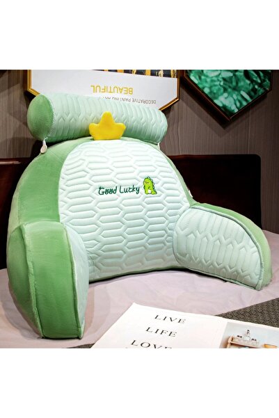 Flippy Multifunctional Pillow, Flippy, Bed Backrest, Medium, 60x40 cm, Latex, Dinosaur Pattern, Green