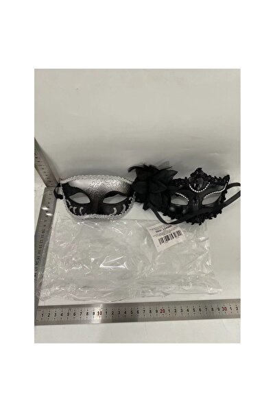 Flippy Set 2 Couple Masks, Flippy, Carnival, Universal Size, Side Flower with Beads, Classic Butterfly, Bla