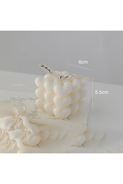 Flippy Decorative Scented Candle Flippy, Abstract Heart Cube, 6 x 5.5 cm, Freesia Scent, White