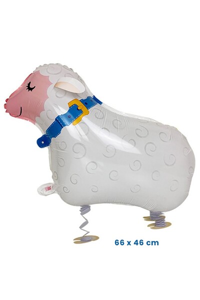 Flippy Metallic Foil Balloon Sheep 66x46 cm, White, Individual Pack, Straw Included