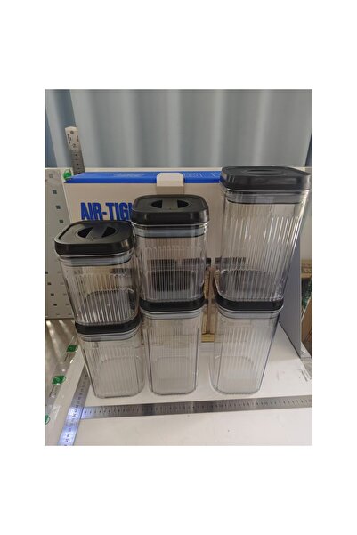 Flippy Food Storage Boxes, Flippy, Set of 6 Containers, Transparent with Black Lid