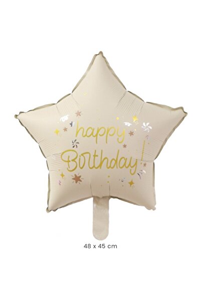 Flippy Metallic Foil Balloon Animated Star, 45 cm, Individual Pack, Straw Included, Beige