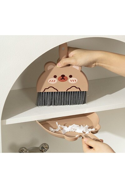 Flippy Mătură mini, făraș, rabatabilă, uz casnic, model iepuraș, 23 x 18 cm, bej