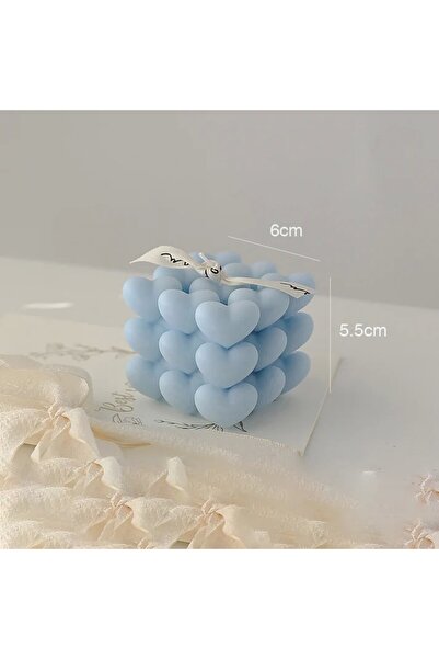 Flippy Decorative Scented Candle - Abstract Heart Cube, 6 x 5.5 cm, Wind Chime Scent, Blue