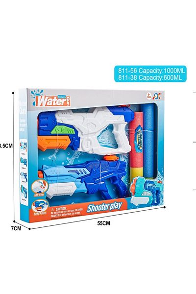 Flippy Set 2x Flippy Water Blasters for Kids, Tank, Pool/Beach Toy, 6+, White/Blue, 1000ML + 600ML