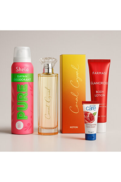 Koton Coral Crystal 100ml Kadın Parfüm Seti Deodorant-vucut Losyonu-el Kremi