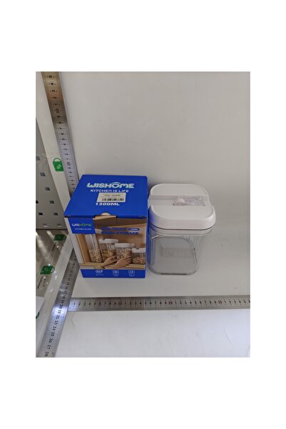 Flippy Food Storage Container, Kitchen Spice Box, PET/ABS/Silicone, 1.3 L, Transparent White