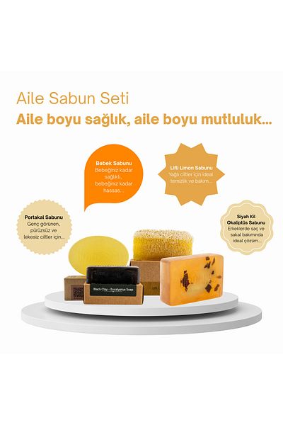 dionesse 100% Natural Family Soap Set - 4X120 Gr - Natural and Handmade Solid Soap Set for Your Whole Family
