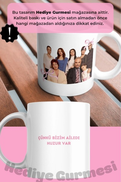 Genel Markalar Yaprak Dökümü Çünkü Bizim Ailede Huzur Var Kupa Bardak Porselen Mug