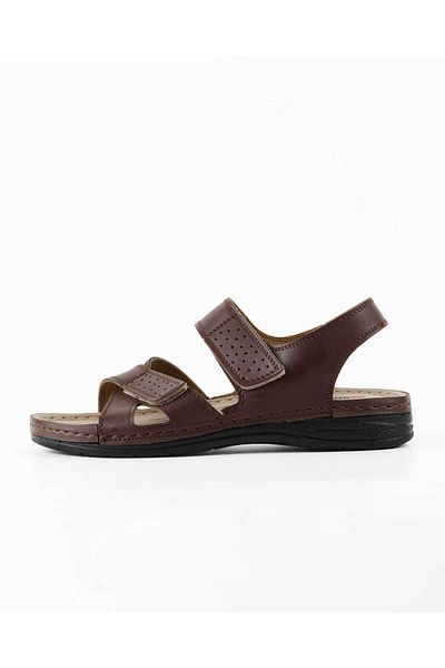 DR KLOMPA Ανδρικά casual πέδιλα DK353 Brown Fanetta Velcro Ρυθμιζόμενα Ορθοπεδικά Καλοκαιρινά Σανδάλια