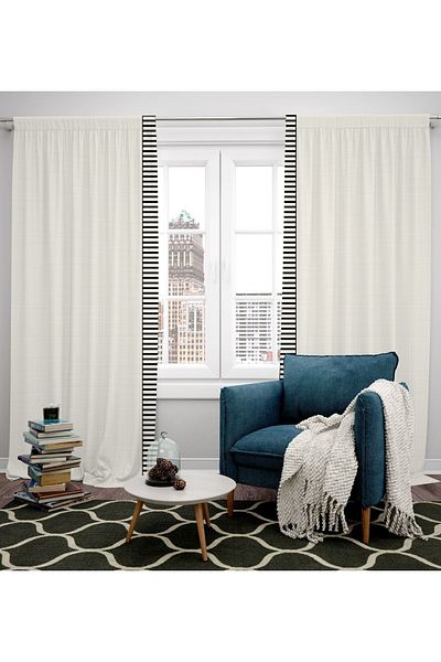 Ardizayn Striped, Velvet, Digital Printed, Bedroom, Entrance, Kitchen, Living Room Two Wing Background Curtain