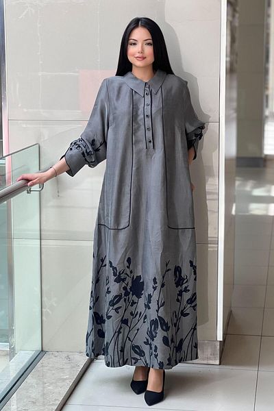 Mahal Lissmore Half Button Rose Print Cupra Dress