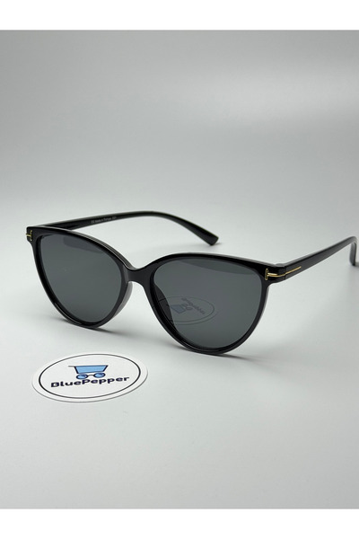 BluePepper Toms Black Sunglasses Cateye Green Glass Color