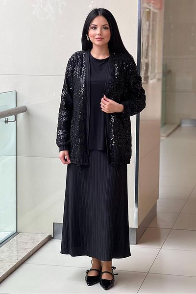 FUAT GÜRSEN Fuat Gürşen Jacket, Sequined Undershirt and Skirt 3 Piece Set