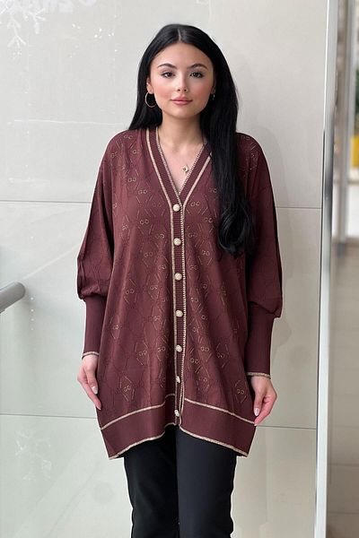 Ghisa Gg Logo Stone Embroidered Mercerized Cardigan