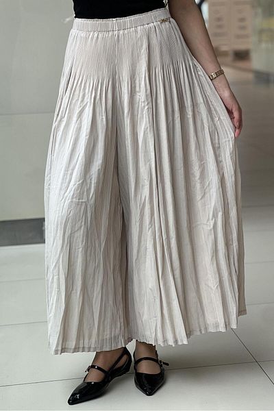 Ghisa Pleated Loose Trousers with Elastic Waist