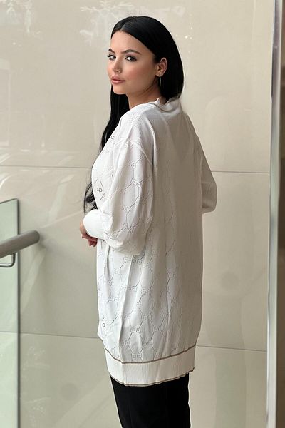 Ghisa Gg Logo Stone Embroidered Mercerized Cardigan