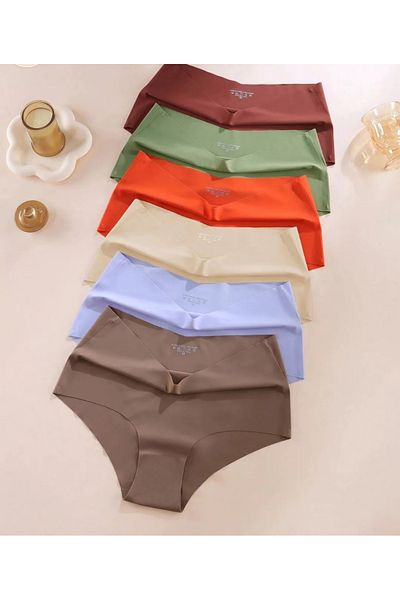 İmpavido Pachet de 8 Slip Bikini de bază cu talie înaltă tăiat cu laser CULORI Negru Alb Galben Roșu Roz Giri Ecru Bordeaux
