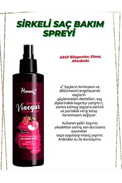HOMM BİTKİSEL ÜRÜNLER Homm Sirkeli Saç Bakım Spreyi