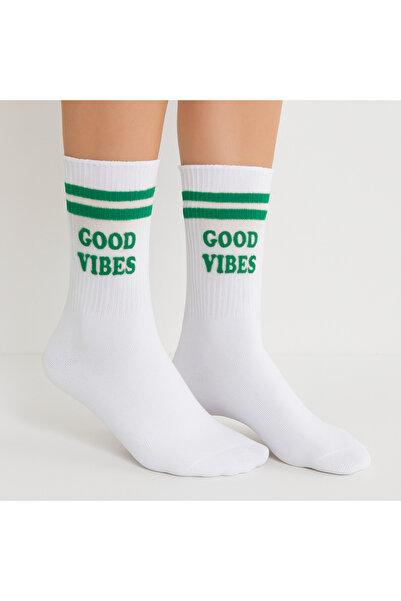 MiaSocks Good Vibes Yazılı Desenli Çorap