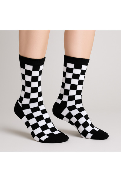 MiaSocks Siyah-Beyaz Dama Desenli Çorap