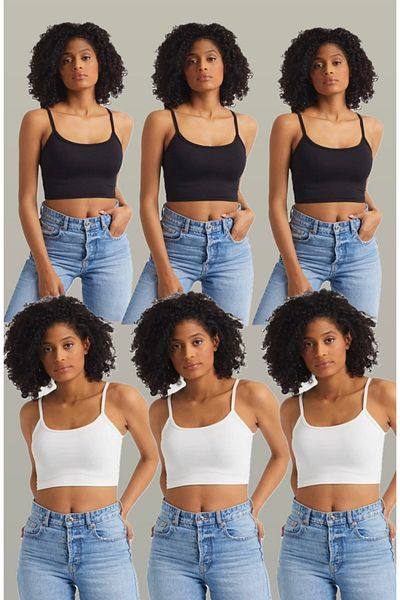 The Base Women's (Ecru-Black) Advantageous 6-Piece Crop Top with Rope Strap
