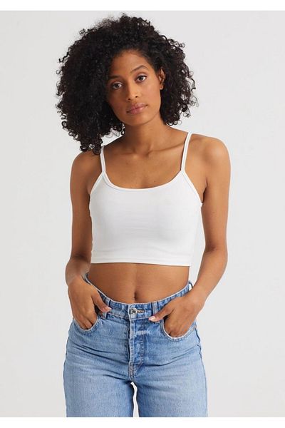 The Base Women's (Ecru-Black) Advantageous 6-Piece Crop Top with Rope Strap