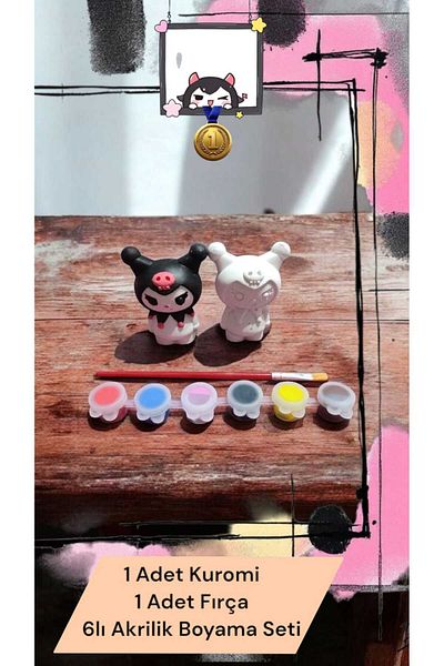 CanTasarımEvi Kuromi Stone Painting Set Figure Child Development Mother Child Activity Stone Painting Set Lover Activity