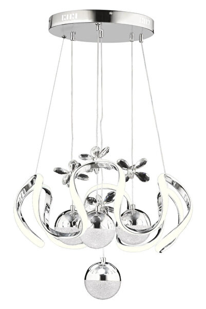 Mobzar Dalga 3 Renk Işık Kumandalı Özellikli Modern Krom Kaplama Sarkıt Led Avize