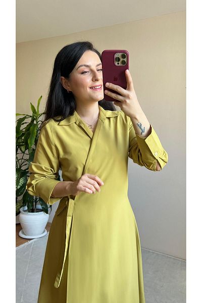 STEALLE MODA GİYİM Φόρεμα μάξι από ύφασμα ποπλίνα με λεπτομέρεια φιόγκου-1062