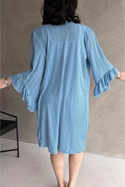 MODA Four Seasons Multi-Use Handles Flounce Mesh Cardigan
