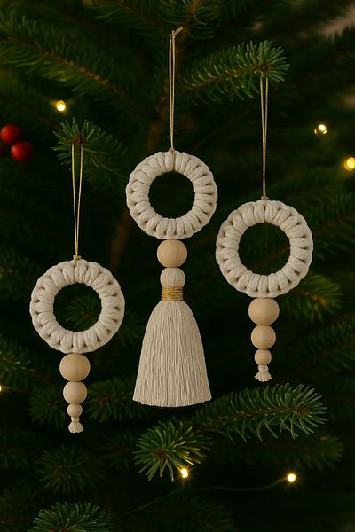 Emtory Home Διακοσμητικό Στολίδι Bohemian Ecru 3 τεμαχίων - Στολίδι Πρωτοχρονιάτικο Δέντρο - Στολίδι Παιδικού Δωματίου