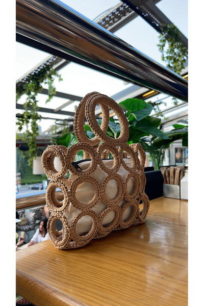 WOMANBAG EL YAPIMI HALKA TASARIM KUTU HASIR ÇANTA
