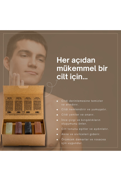 dionesse Natural Clay Soap Set for Men 4X120 Gr - Organic & Handmade