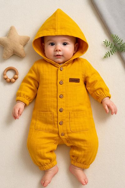 Babydonat Muslin Fabric Double Pocket 100% Cotton Baby Boy Jumpsuit