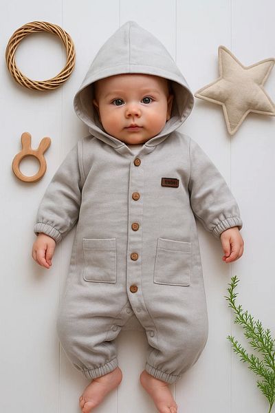 Babydonat Muslin Fabric Double Pocket 100% Cotton Baby Boy Jumpsuit