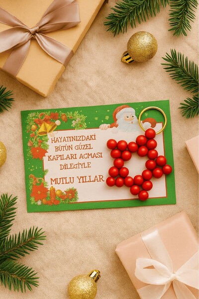 Emtory Home Nar Kırmızı 10 Adet Anahtarlık - Yılbaşı Hediyesi - Christmas Gift - Tek Tek Jelatinli 10x15cm kart