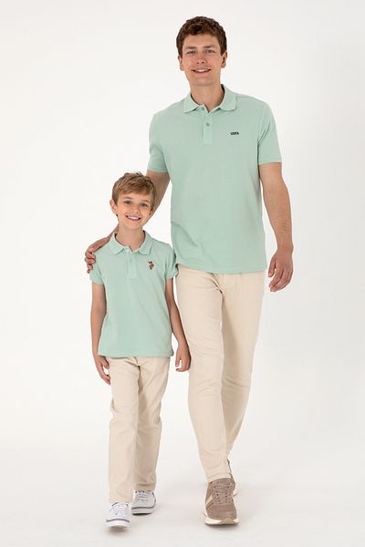 U.S. Polo Assn. Men's Regular Fit Polo Neck Water Green Basic T-Shirt 50306007-Vr048