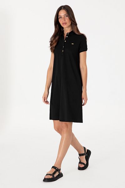 U.S. Polo Assn. Rochie tricotată neagră cu gât polo pentru femei 50305853-vr046
