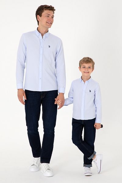 U.S. Polo Assn. Мъжка светлосиня риза с дълъг ръкав, базова, 50306338-VR003