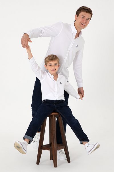U.S. Polo Assn. Boy's White Long Sleeve Basic Shirt 50306584 -Vr013